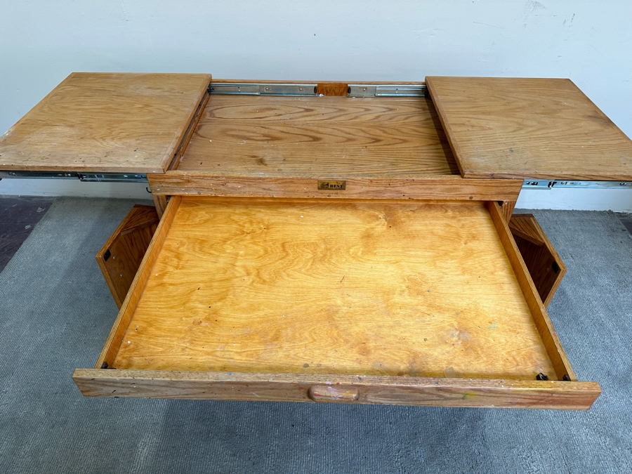 BEST Watercolor Artist Station Solid Wood With Casters Used Personally By The Artist Bonnie Lee Roth 42W (Closed) X 27D X 33H Retails $2,750 [Photo 13]