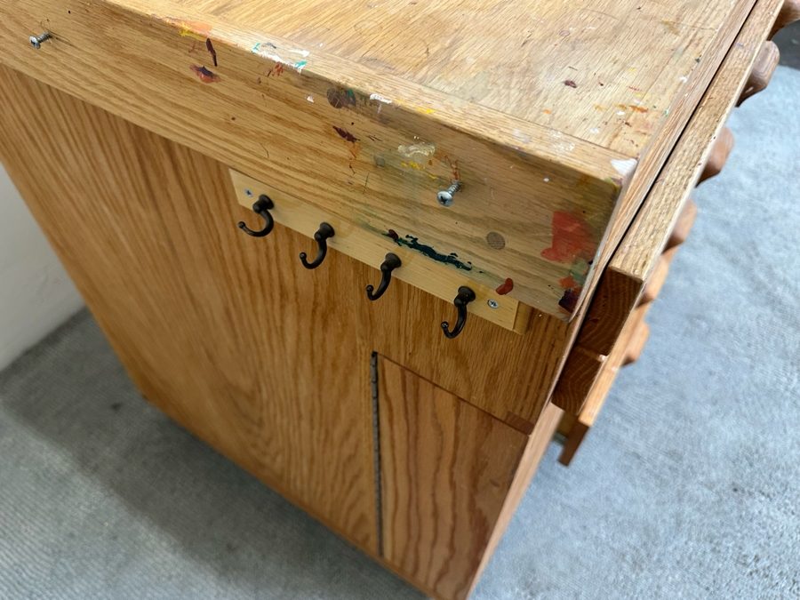 BEST Watercolor Artist Station Solid Wood With Casters Used Personally By The Artist Bonnie Lee Roth 42W (Closed) X 27D X 33H Retails $2,750 [Photo 20]