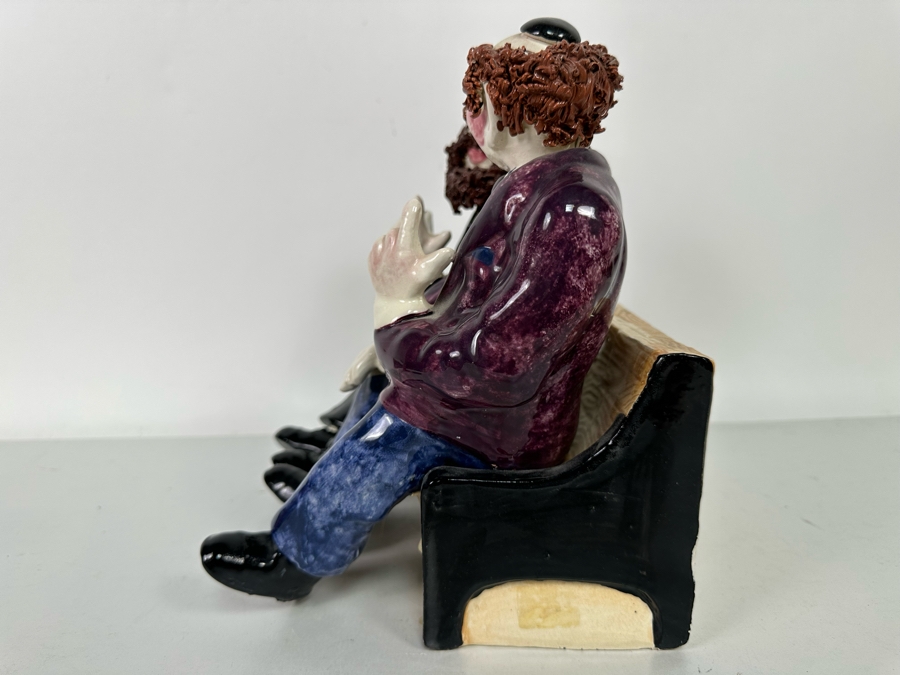 Branah Layah Signed Hand Painted Judaic Jewish Men Rabbi On Bench Sculpture 9W X 9D X 10H 1995 [Photo 11]