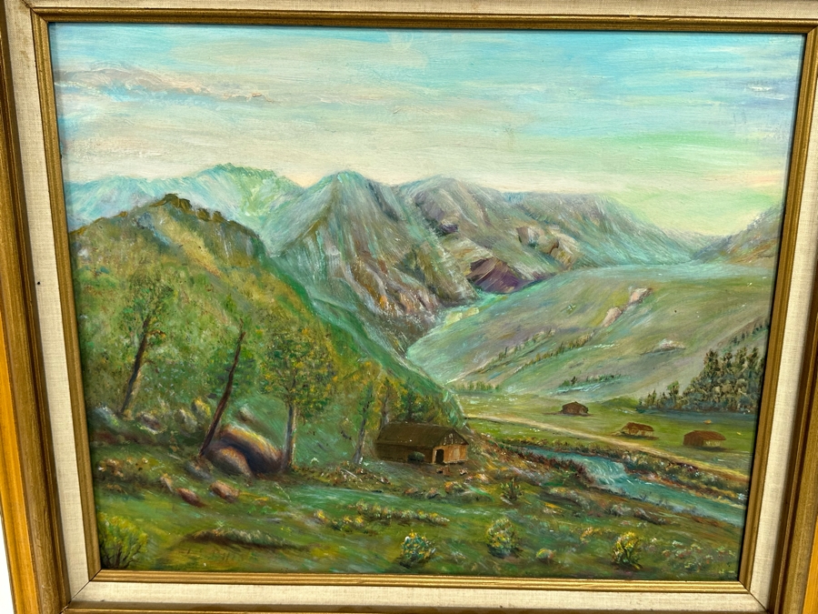 Double-Sided Original Oil On Canvas Landscape Paintings By Lonzo C. Bills California Artist From Hemet 20 X 24 Framed 27 X 23 [Photo 7]
