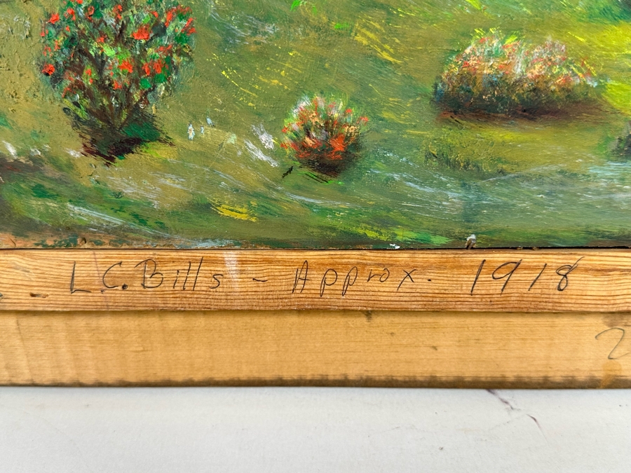 Double-Sided Original Oil On Canvas Landscape Paintings By Lonzo C. Bills California Artist From Hemet 20 X 24 Framed 27 X 23 [Photo 5]