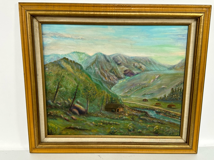 Double-Sided Original Oil On Canvas Landscape Paintings By Lonzo C. Bills California Artist From Hemet 20 X 24 Framed 27 X 23 [Photo 6]