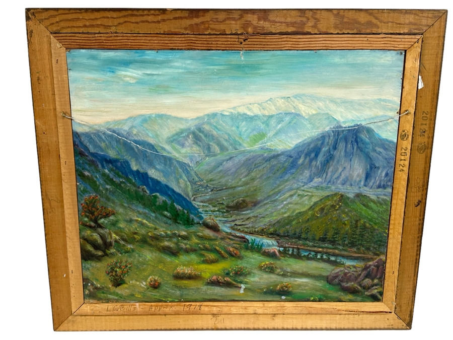 Double-Sided Original Oil On Canvas Landscape Paintings By Lonzo C. Bills California Artist From Hemet 20 X 24 Framed 27 X 23 [Photo 1]