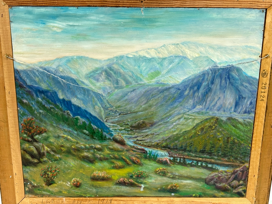 Double-Sided Original Oil On Canvas Landscape Paintings By Lonzo C. Bills California Artist From Hemet 20 X 24 Framed 27 X 23 [Photo 4]