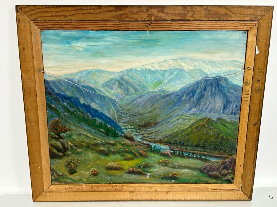 Double-Sided Original Oil On Canvas Landscape Paintings By Lonzo C. Bills California Artist From Hemet 20 X 24 Framed 27 X 23 [Photo 3]