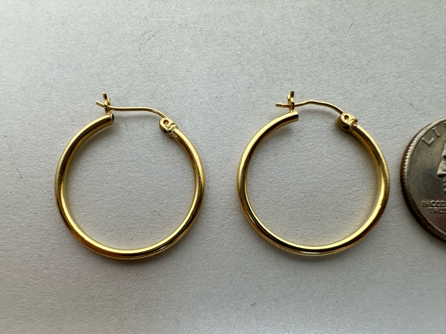 14K Gold Hoop Earrings 1.3g [Photo 4]