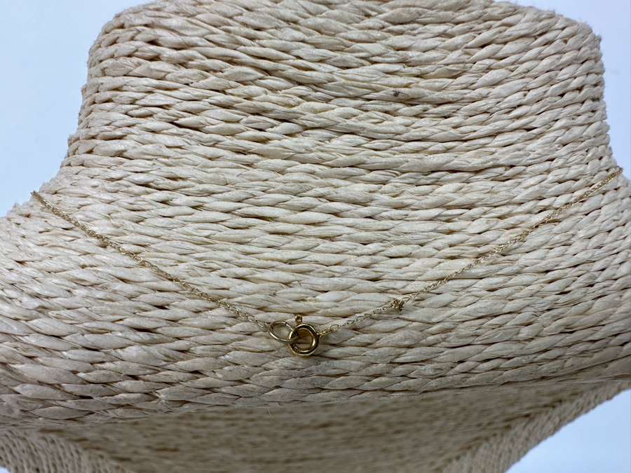 14K Gold Rose Pendant With 14K Gold 16' Necklace (Necklace Has Slight Knot As Shown In Photos) 0.8g [Photo 7]