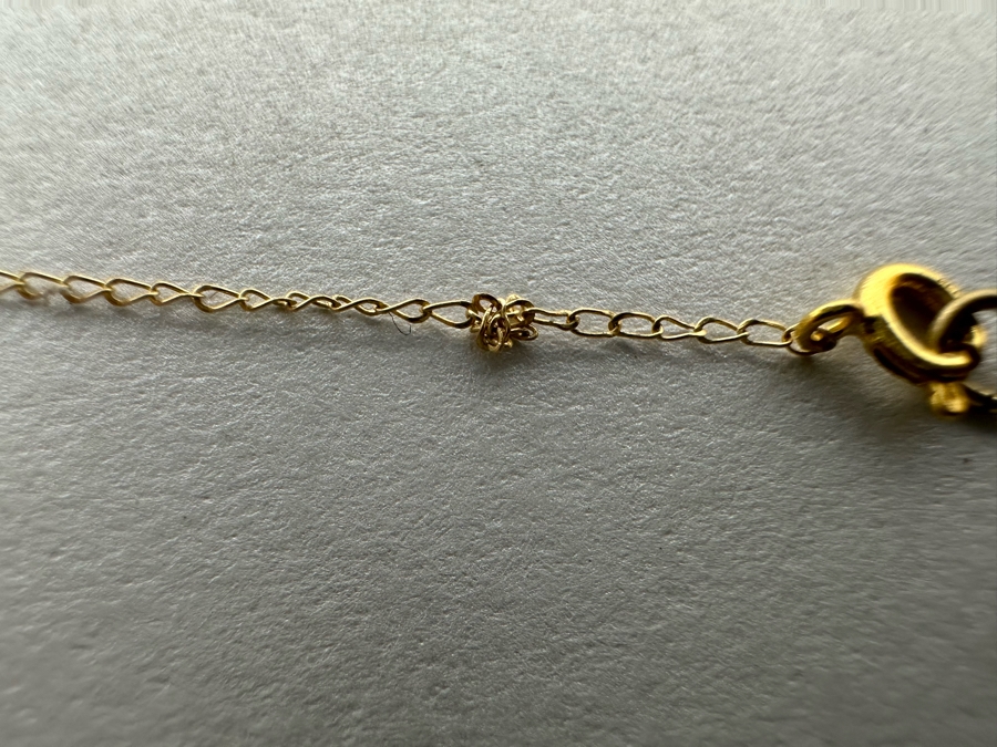 14K Gold Rose Pendant With 14K Gold 16' Necklace (Necklace Has Slight Knot As Shown In Photos) 0.8g [Photo 10]