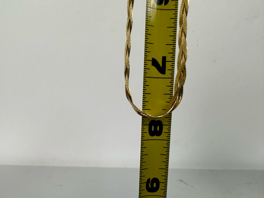 14K Gold Triple Strand Herringbone Italian 16' Necklace 8.3g [Photo 18]