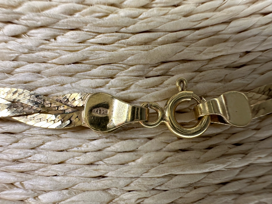 14K Gold Triple Strand Herringbone Italian 16' Necklace 8.3g [Photo 13]