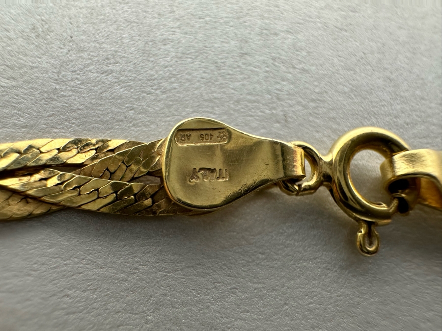 14K Gold Triple Strand Herringbone Italian 16' Necklace 8.3g [Photo 17]