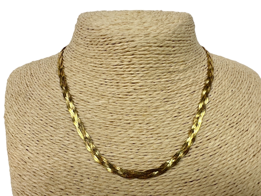14K Gold Triple Strand Herringbone Italian 16' Necklace 8.3g