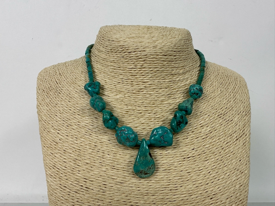 Chunky Turquoise Pendant 14' Necklace [Photo 3]