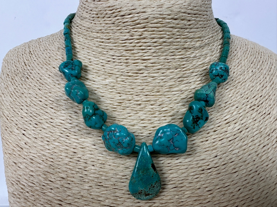 Chunky Turquoise Pendant 14' Necklace [Photo 2]