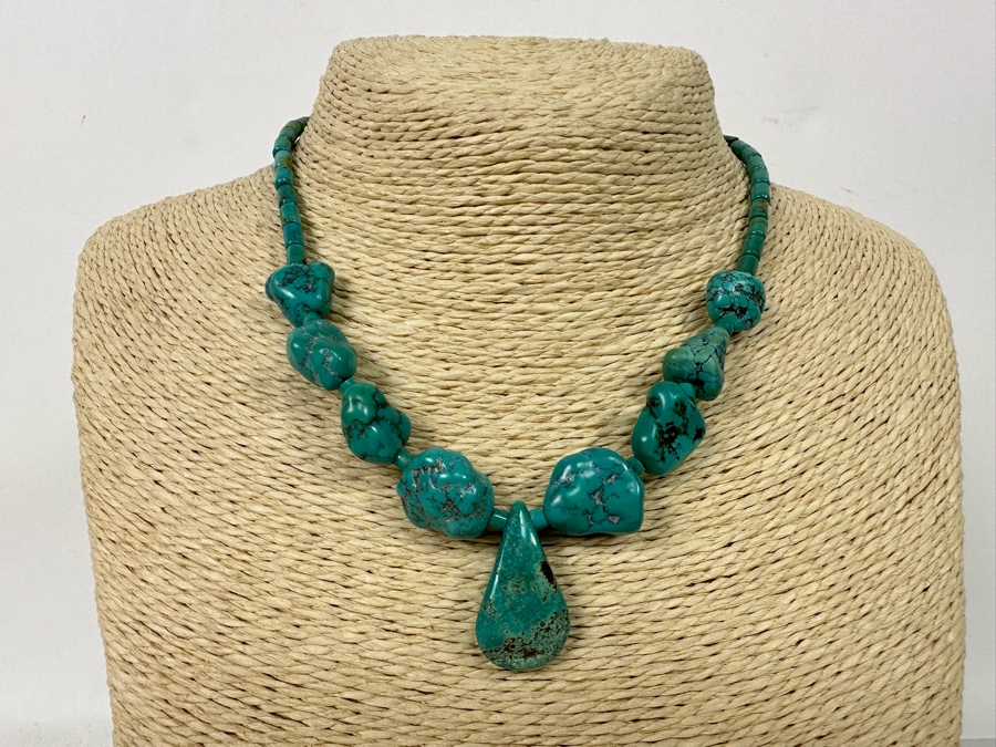 Chunky Turquoise Pendant 14' Necklace [Photo 4]