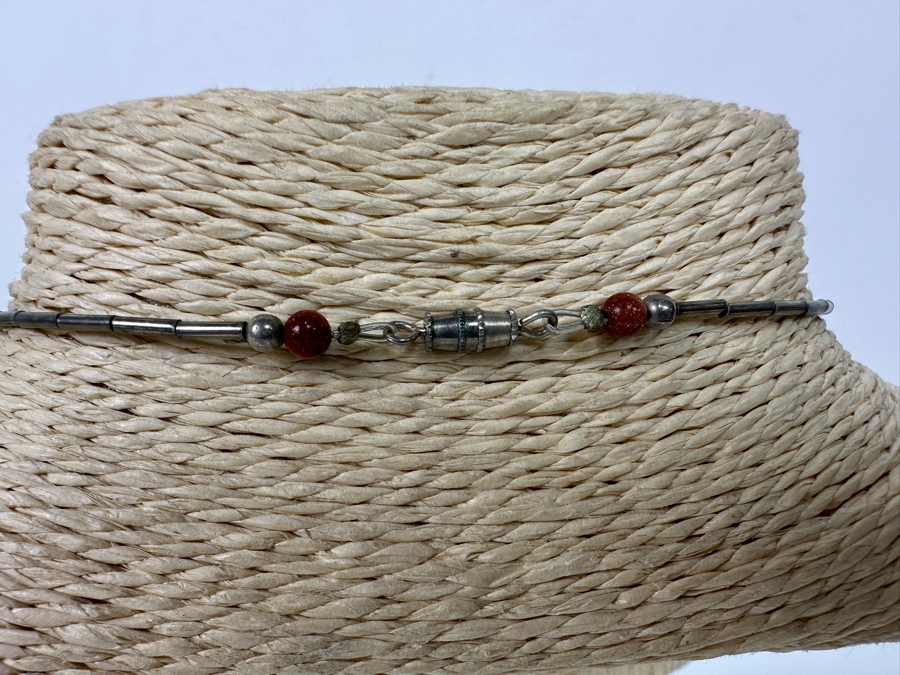 Sterling Silver Malachite Carved Fetish Pendant 16' Necklace 11.3g [Photo 9]