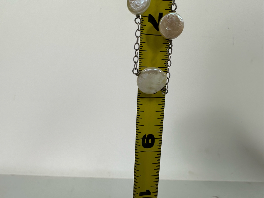 Sterling Silver Pearl 16' Necklace With Matching Earrings 9.3g [Photo 14]