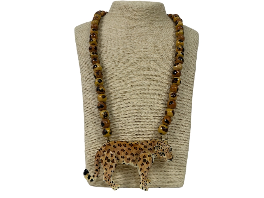 Articulating Leopard Pendant 24' Necklace