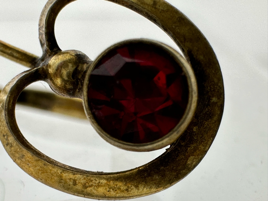 14K Gold Earrings With Red Stones 1.8g [Photo 7]