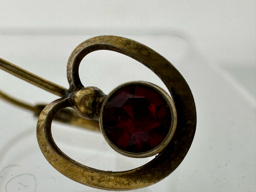 14K Gold Earrings With Red Stones 1.8g [Photo 8]