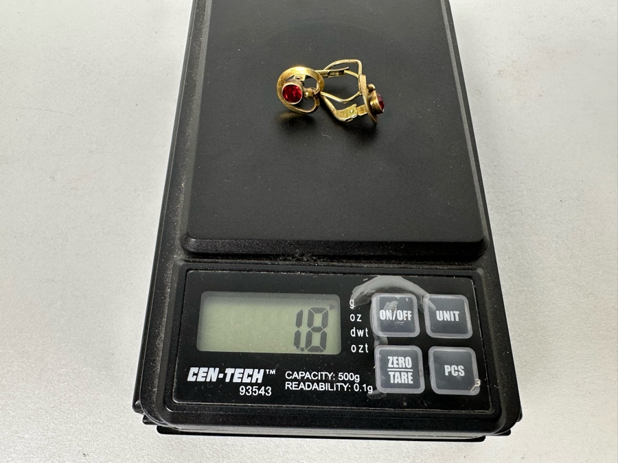 14K Gold Earrings With Red Stones 1.8g [Photo 14]