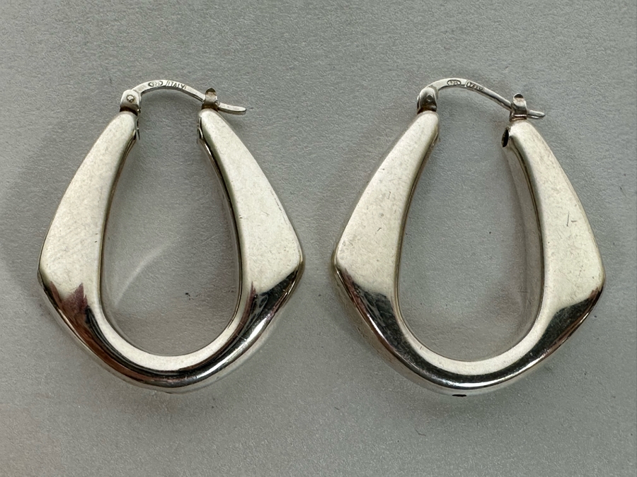 Sterling Silver Modernist Earrings From Italy 9.8g [Photo 3]