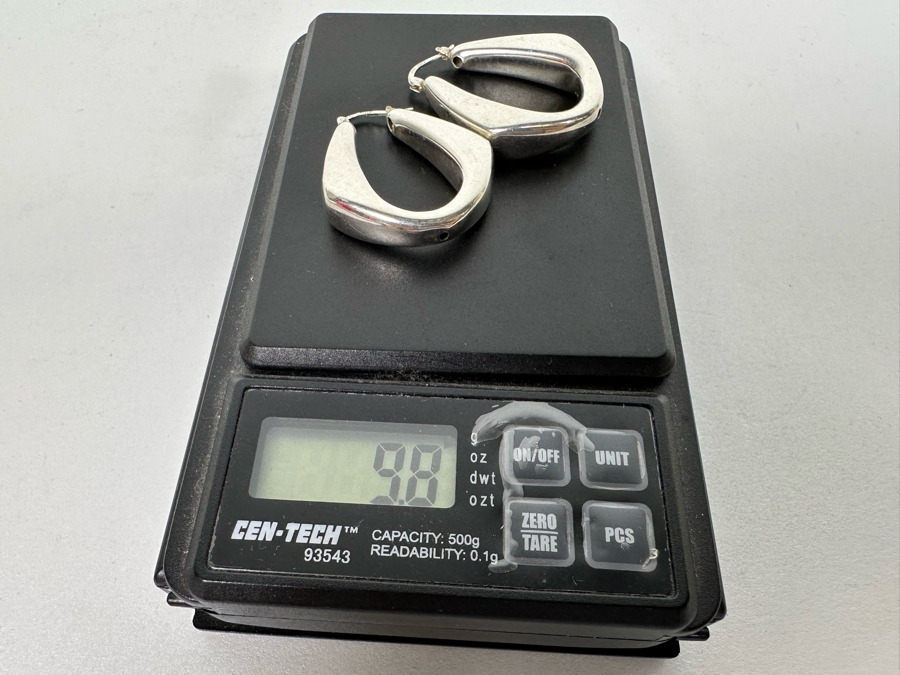 Sterling Silver Modernist Earrings From Italy 9.8g [Photo 7]