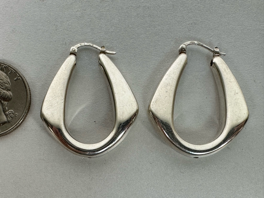 Sterling Silver Modernist Earrings From Italy 9.8g [Photo 4]