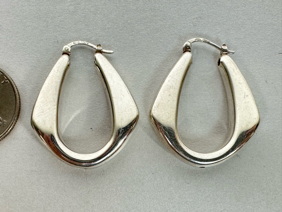 Sterling Silver Modernist Earrings From Italy 9.8g [Photo 2]