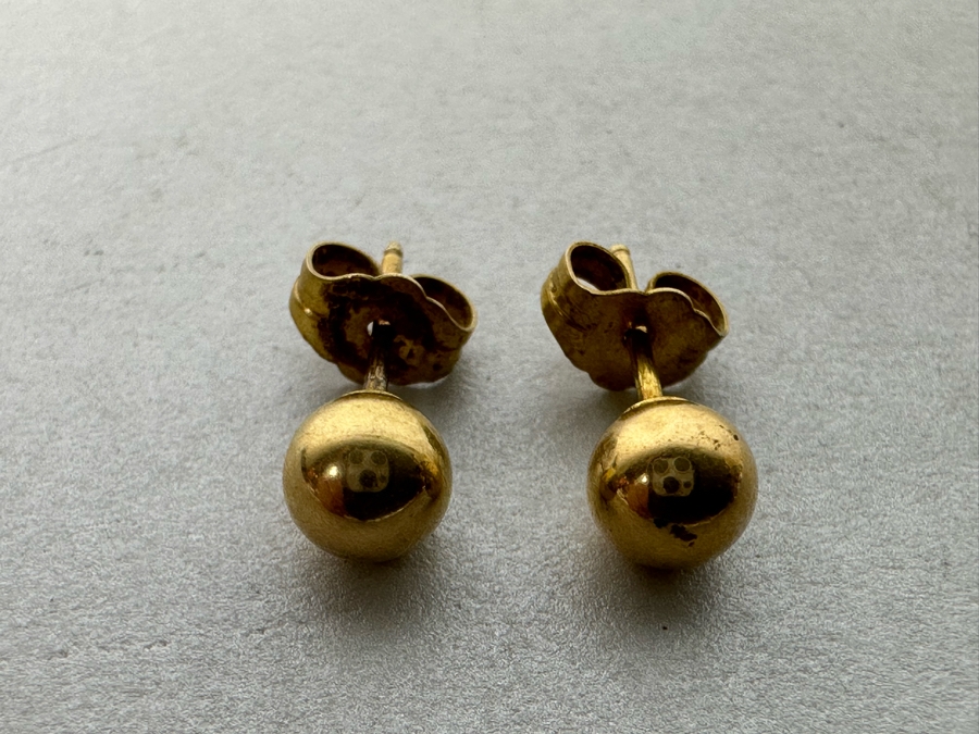 14K Gold Ball Stud Earrings 0.6g [Photo 3]