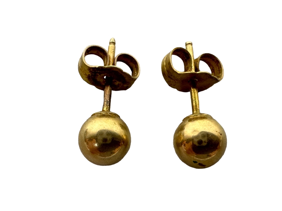 14K Gold Ball Stud Earrings 0.6g
