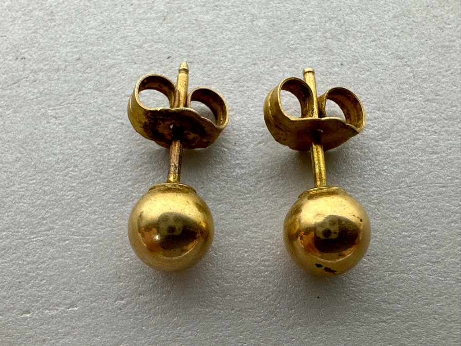 14K Gold Ball Stud Earrings 0.6g [Photo 2]