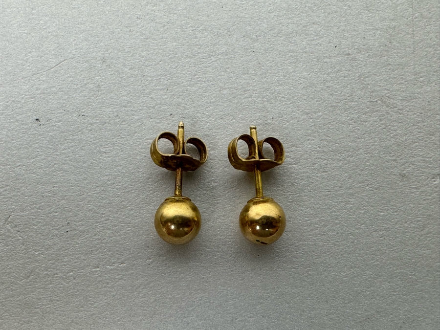 14K Gold Ball Stud Earrings 0.6g [Photo 4]