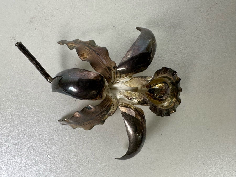 Vintage Sterling Silver Flower Brooch Pin 5.5g [Photo 4]