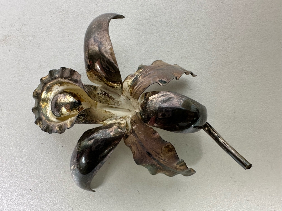Vintage Sterling Silver Flower Brooch Pin 5.5g [Photo 2]