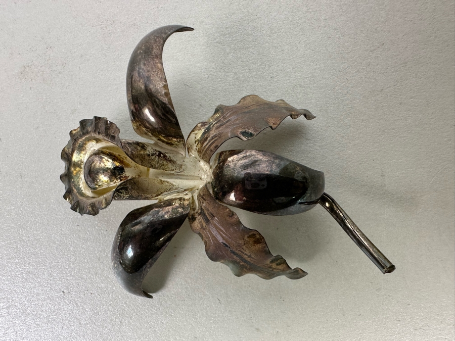 Vintage Sterling Silver Flower Brooch Pin 5.5g [Photo 5]