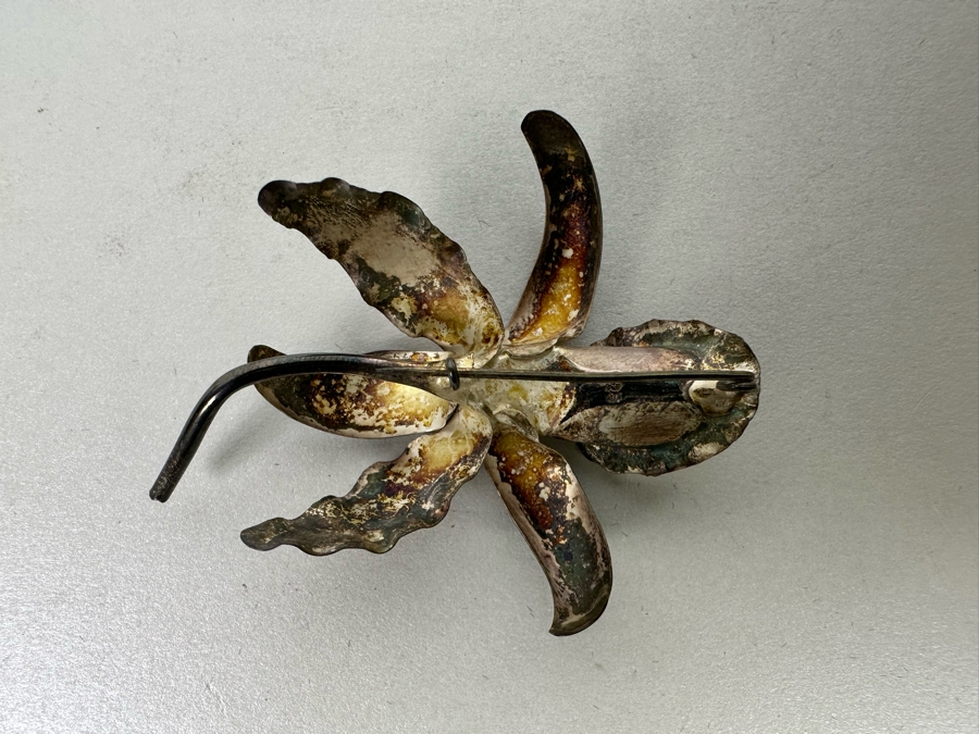 Vintage Sterling Silver Flower Brooch Pin 5.5g [Photo 6]