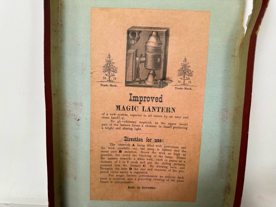 Vintage Magic Lantern With Original Box And Approximately 57 Glass Slides Made In Germany [Photo 12]