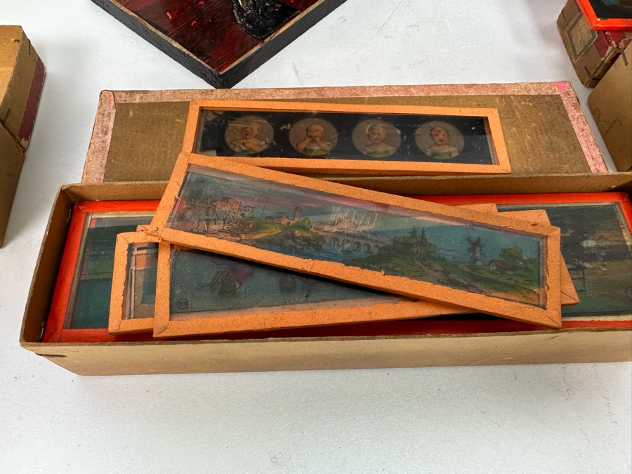 Vintage Magic Lantern With Original Box And Approximately 57 Glass Slides Made In Germany [Photo 5]
