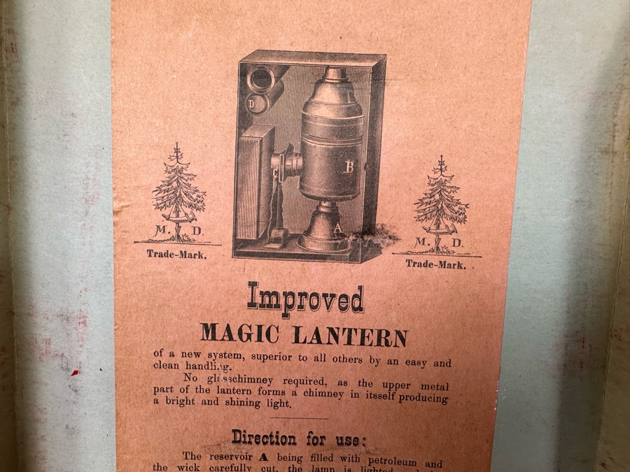 Vintage Magic Lantern With Original Box And Approximately 57 Glass Slides Made In Germany [Photo 13]