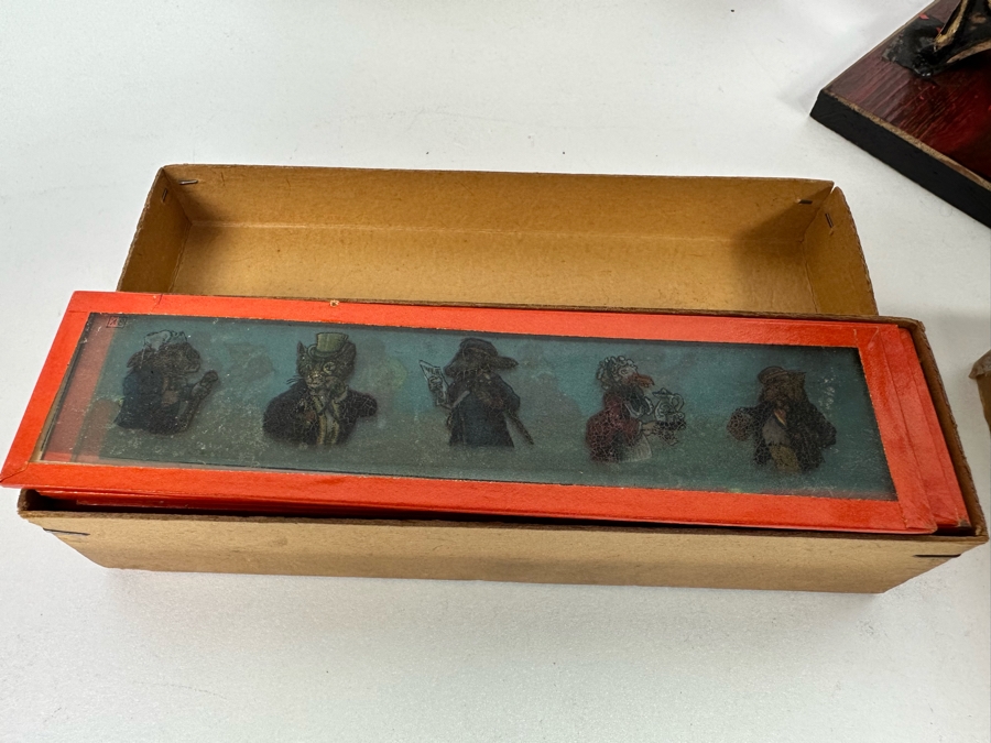 Vintage Magic Lantern With Original Box And Approximately 57 Glass Slides Made In Germany [Photo 6]