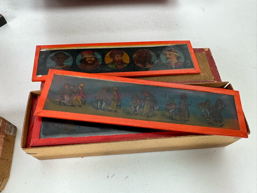 Vintage Magic Lantern With Original Box And Approximately 57 Glass Slides Made In Germany [Photo 7]