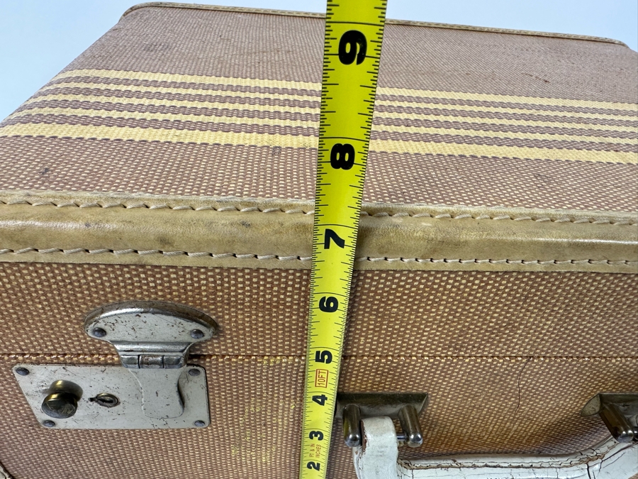 Vintage Tweed Suitcase With Leather Trim And Handle 18W X 12D X 7H [Photo 10]
