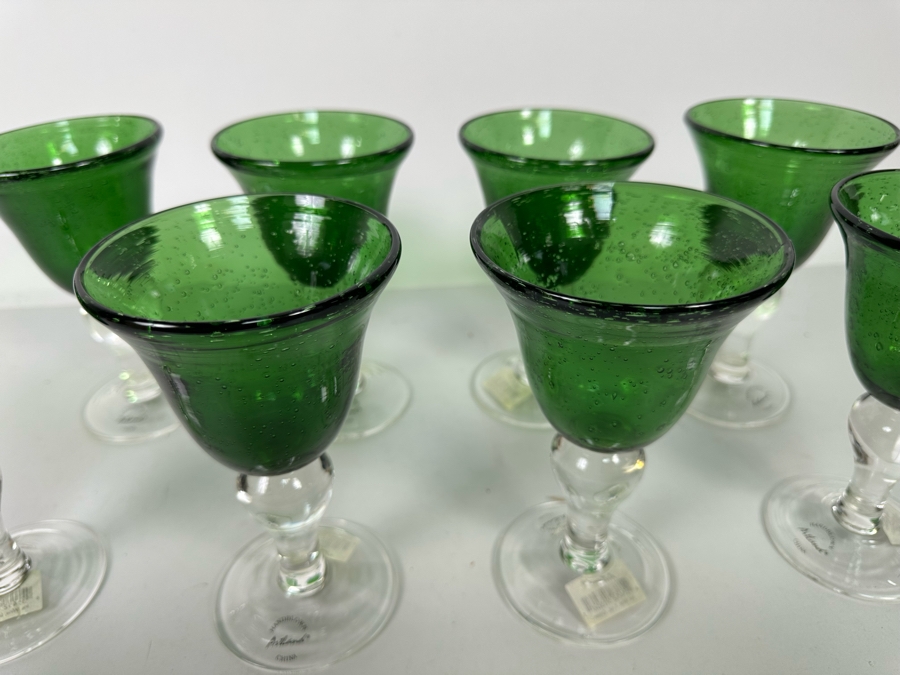 Set Of Eight New Handblown Stemware Iris Wine Glasses 8oz [Photo 6]