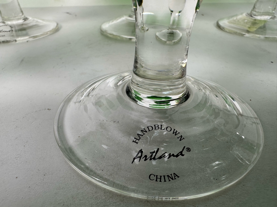 Set Of Eight New Handblown Stemware Iris Wine Glasses 8oz [Photo 7]