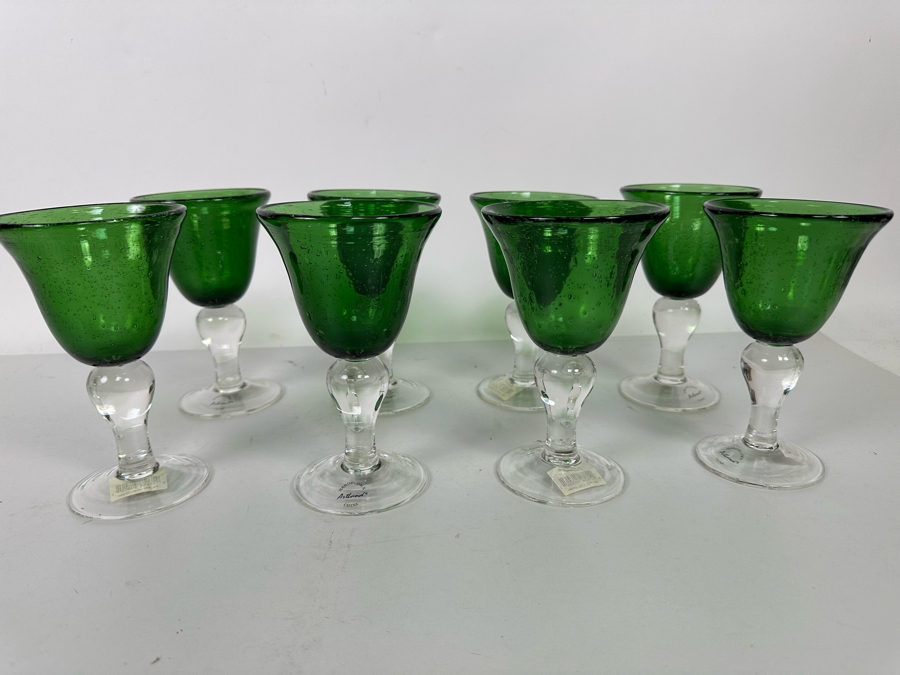 Set Of Eight New Handblown Stemware Iris Wine Glasses 8oz [Photo 2]