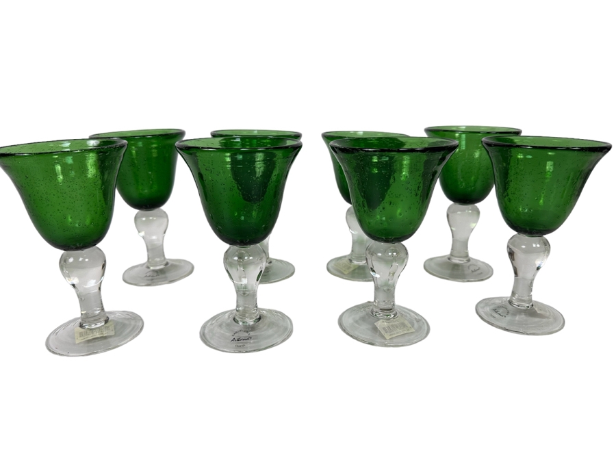 Set Of Eight New Handblown Stemware Iris Wine Glasses 8oz [Photo 1]