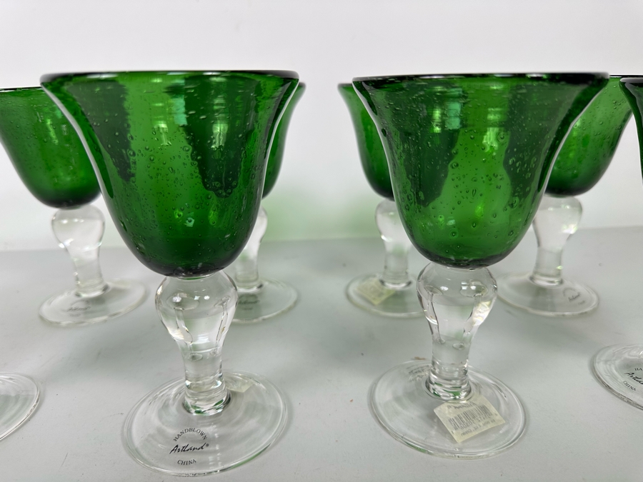 Set Of Eight New Handblown Stemware Iris Wine Glasses 8oz [Photo 4]