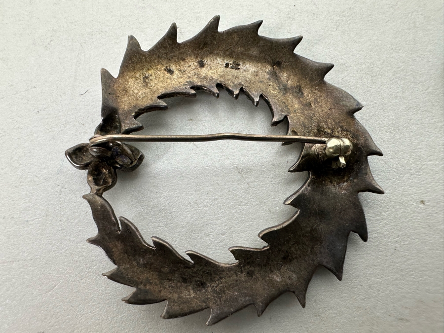 Pair Of Vintage Sterling Silver Marcasite Brooches Pins 15.7g [Photo 7]