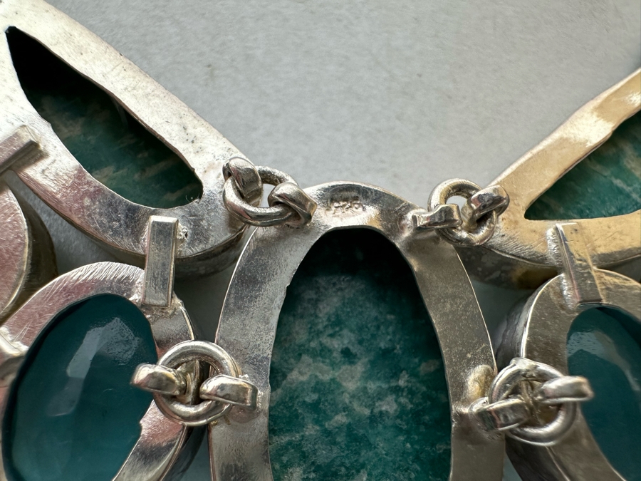 Sterling Silver Statement Necklace With Stones 20'L 104.4g [Photo 12]